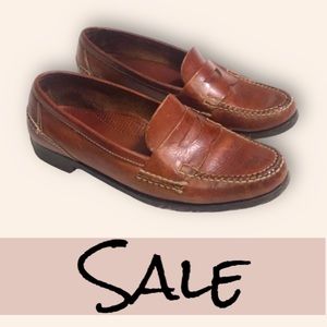 Cole Haan Brown Leather Penny Loafers Flats Business Shoes Hand Sewn 9.5